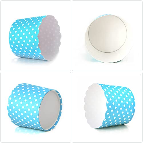 Gemso Paper Baking Cups 60-Pack 6 Oz Greaseproof Baking Cups Cupcake Muffin Cups Disposable Cupcake Wrappers For Birthday Baby Shower And Party Decorations (Blue Polka Dot And Blue Vertical) #TOP1