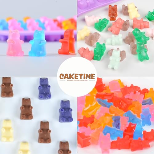 Image of Gummy Bear Candy Molds Silicone - Chocolate Gummy Molds with 2 Bonus Droppers Nonstick Best Food Grade Silicone Pack of 4