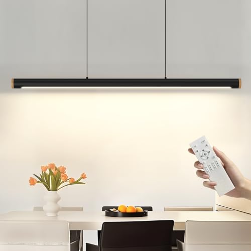 FANLG Suspension LED table à manger, 100CM suspension dimmable noire avec télécommande, 36W...
