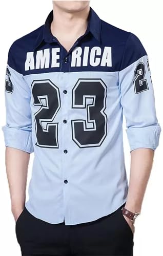 Image of DEELMO Men's Letter Print Regular Fit Shirt