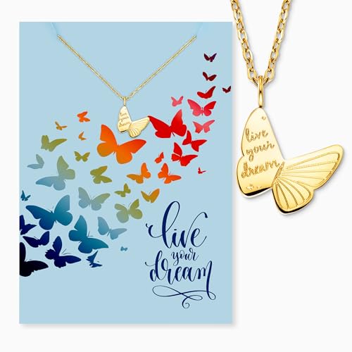 Engelsrufer Tarjeta de felicitación Dream con collar de acero inoxidable y oro – Regalo cariñoso con simbolismo – Sueño y joyas en un set