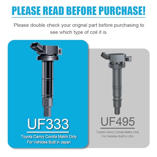 MAS Set of 4 UF333 Ignition Coils and NGK 7092 Platinum Spark Plugs Replacement for Toyota Camry Matrix RAV4 Highlander Solara Vibe TC HS250h 2.4L 2.0L OE# 90919-02244 90919-02266 C1330 - Thumbnail 2