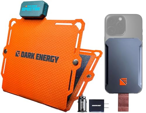 Image of Dark Energy Poseidon Nano with Spectre 8W Solar Panel | Off The Grid Mini Power Bundle | 3,000mAh MagSafe Power Bank with USB-C Cable, 8W Foldable Solar Panel and Signature Series Adapters