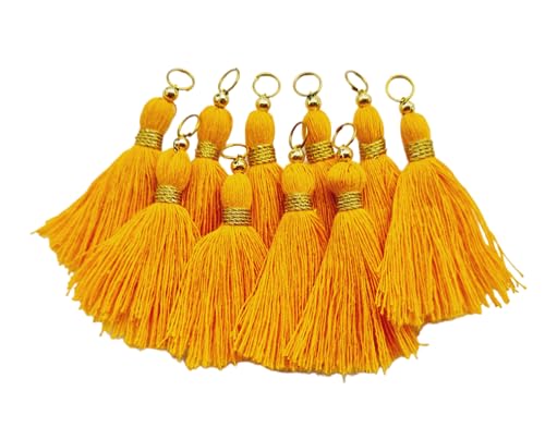 Image of Zippy Flora Micro 1.5 inch Length Cotton Handmade Tassels for Saree /Blouse /Dupatta /DIY /Decor (Pack of 12) (Mustard)