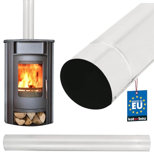 KOTARBAU® Tuyau de cheminée Tuyau 1 m Ø 120 mm Tuyau de fumée en tôle d'acier argenté d'évacuation des gaz de combustion pour cheminée Évacuation