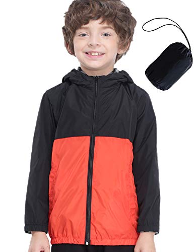 GAZIAR Boys Rain Jacket Kids Packable Lightwight Windbreaker Girls Waterproof Hooded Coat