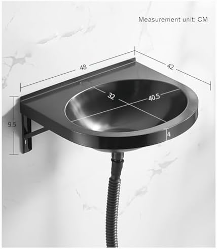 Stainless Steel Wall Mounted Utility Sink with Faucet and Drain Combo, Durable Hand Wash and Prep Sink for Restaurant, Kitchen, and Home Use,Blackf48X42X9.5Cm,Blackf48X42X9.5Cm
