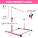 Safe Sturdy Gymnastics Bar for Kids Ages 3-18，Easy to Assemble and Release，3'-5' Adjustable Heigh，Anti-Slip，Steel Home Gym Training Bar for Junior Gymnasts，Gymnastic Equipment for Indoor Practice，Pink