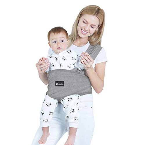 Lictin Fular Portabeb�s- Port�til Wrap-Baby El�stico Baby Sling Ligero y Ergon�mico Funda para Lactancia Portabeb�s Unisex Ajustable Adecuado para Beb�s Hasta Ni�os de 18.4KG / 40.5lbs Gris