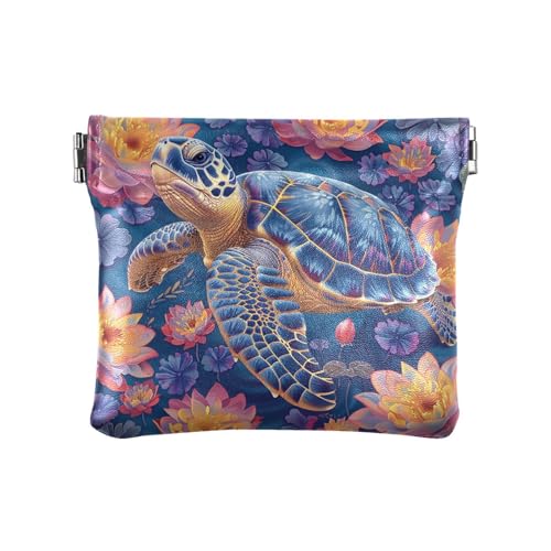Sea Turtle Leather Squeeze Coin Purse Pouch Change Holder For Men & Women