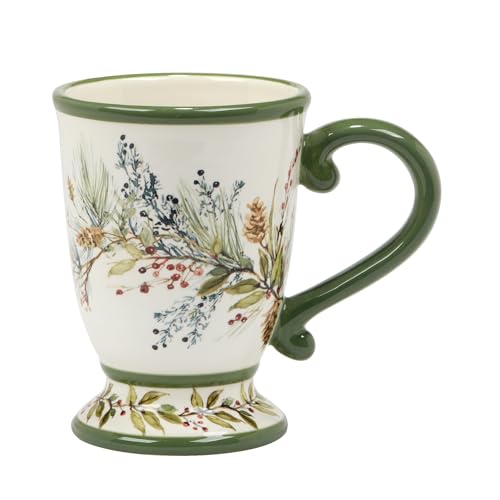 Set de 4 Tazas Grandes de Cerámica 18oz con Diseño de Pino y Bayas miniatura 2