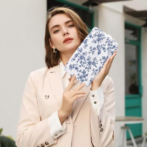 Image of Floral Makeup Bag,Floral Quilted Makeup Bag,Cosmetic Bag,Skincare Product Bag,Fashionable Travel Makeup Pouch,Small Cute Makeup Bag,Puffy Coquette Makeup Bag, Attractive Quilted Makeup Bag