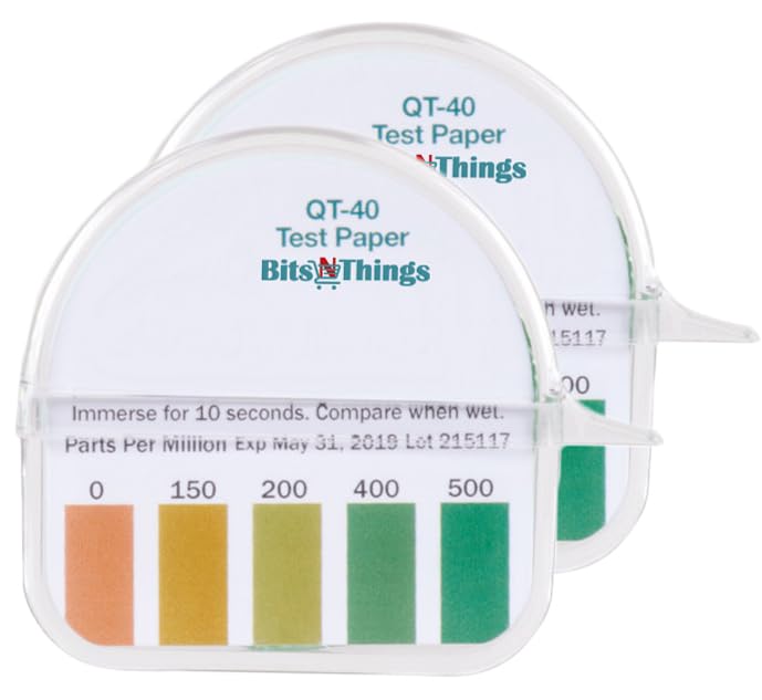 Bits N Things QT-40 Quaternary Dispenser Sanitizer Test Tape 15 Foot Roll - 0-500ppm (2 Pack) image 5