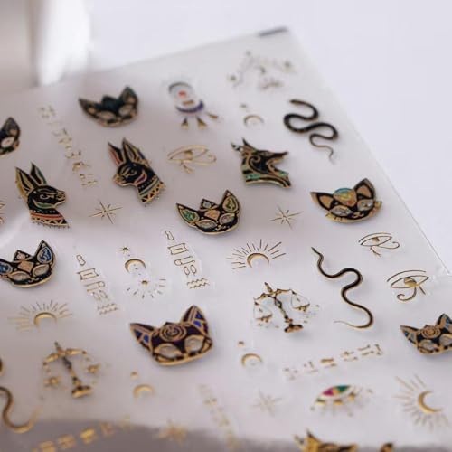 Image of Black Gold Nail Art Stickers Snake Nail Decals Self Adhesive 5D Embossed Nail Sticker for Nail Art India Design Manicure Supplies for Women Girls Nail Decorations Accessories