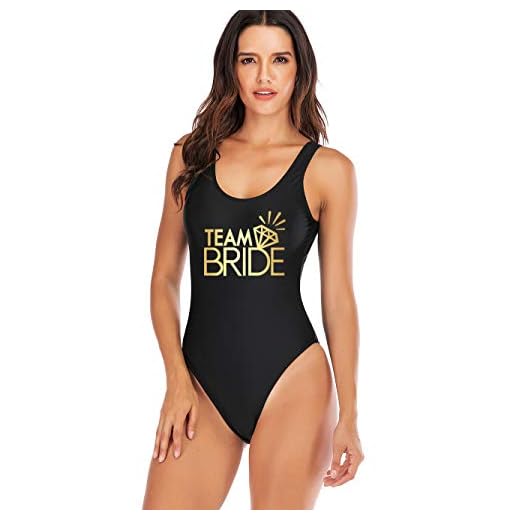 Bachelorette Party Gift Ideas - 6 Thank You Gifts for Attendees 7 Elightvap Bride to Be Squad Women One Piece Swimsuits Letter Print Swimwear High Cut Monokini Bridesmaid Team Bathing Suits