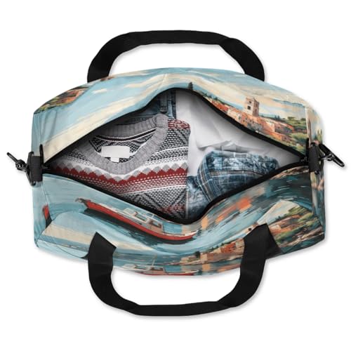 Scenic Sailing Ocean Waterproof Sports Gym Bag Portable Dance Gymnastics Work Out Bag Lightweight Travel Duffel Bag Overnight Weekender Bag 5