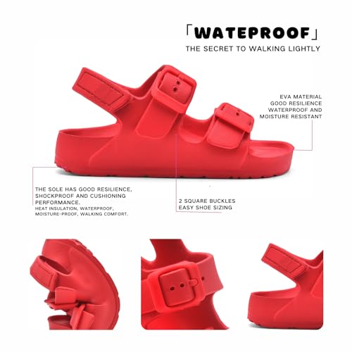 Image of Toddler Unisex Adjustable Buckle Sandals - Comfortable Open Toe Beach & Pool Shoes for Boys & Girls with Back Strap