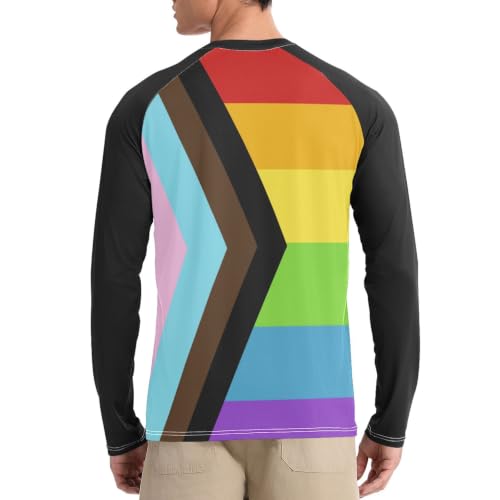 Camisa negra con bandera de orgullo arcoíris transpirable de manga larga 2