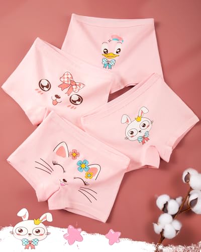 Adorel Mädchen Unterhosen Baumwolle Boxershorts Panty Unterwäsche 8er-Pack Katze & Häschen 116-122 EU (Herstellergröße L)