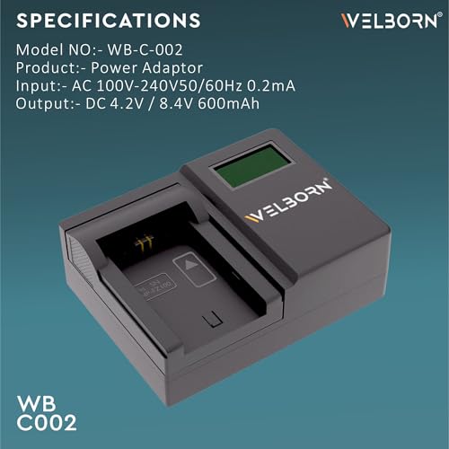 Image of WELBORN LCD Camera Battery Charger Charger for Sony Camera Battery NP-FZ100 Compatiable with Sony Alpha A7CR A7S III A1 ZV-E1 A7C A9 A7 IV A6600 A9 II A7 III A7C II A7R V A9 III A6700 A7R III
