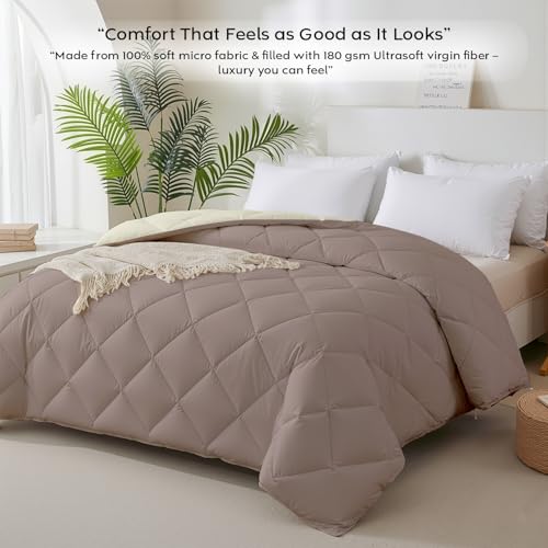Image of AYKA Reversible AC Comforter 150 GSM Lightweight Microfiber Summer Blanket for Single Bed (60x90 Inches) | Soft Cooling Quilt, Breathable All Season Duvet for AC Room | Taupe & Cream