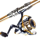 Panfish Angelrute und Rolle Combos Kohlefaser Teleskop-Angelrute für Reisen, Salzwasser, Süßwasser, Boot, Angeln ...