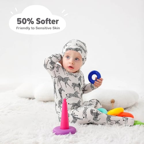 Image of Baby One-Piece Footies Long Sleeve Rompers 2-Way Zipper, Viscose from Bamboo Baby Bodysuit Clothes for Boys Girls