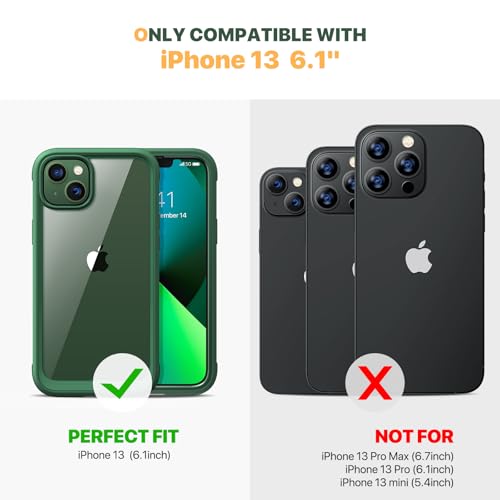 Image of Diaclara Designed for iPhone 13 Case, Full Body Rugged Case with Built-in Touch Sensitive Anti-Scratch Screen Protector, Soft TPU Bumper Case for iPhone 13 6.1 inch (Green)