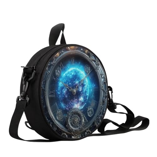 Image of Women Novelty Round Clock Shape Zippered Clock Purses for Women Tote Handbag Shoulder Bag, Gift for Mom Girlfriend
