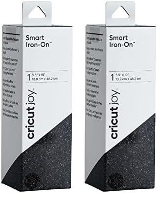 Cricut Joy Smart Glitter Iron On - Black, 2-Pack (5.5"x19" Rolls) - HTV Heat Transfer Vinyl, Compatible with Cricut Joy Machine