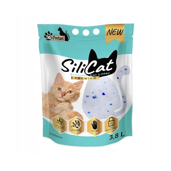 Mr. Pretzel Katzenstreu Staubfrei Silikonbasis Silicone Cat Litter 3,8l speziell für Allergiker