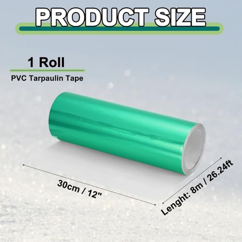 Image of PATIKIL Awning Repair Tape 12 inch x 26ft Waterproof Canvas Tape High Adhesive Tear Repair Patch Kit for PVC Tarpaulin Tent Awning Fabric RV Sail Boat Cover, Green