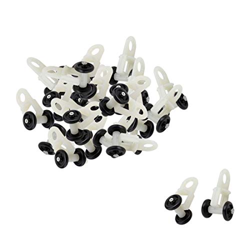 uxcell 20 Pcs Black Wheels White Plastic Installation Curtain Track Rollers