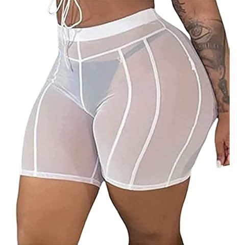 aihuajie Sheer Mesh Biker Shorts Cover