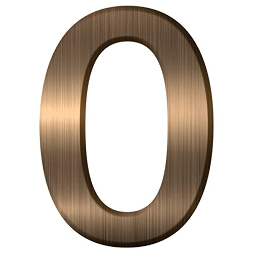 FORYEE House Numbers Plaques Door Numbers, 3D Door Address Numbers Stickers Floating Appearanc for Apartment, Mailbox Signs Numbers, Hotel Room, House (Bronze 0 Number)