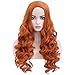 BERON 25 Inches Orange Wig Long Curly Wig Orange Wig for Women Red Orange Wig Heat Resistant Synthetic Hair Dark Orange Wig (Orangeï¼‰