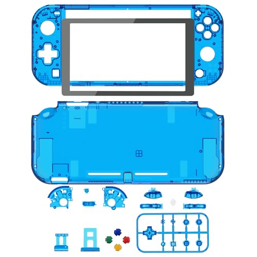 Image of eXtremeRate Crystal Clear Blue DIY Replacement Shell for Nintendo Switch Lite, NSL Handheld Controller Housing w /Screen Protector, Custom Case Cover for Nintendo Switch Lite [Controller NOT Included]
