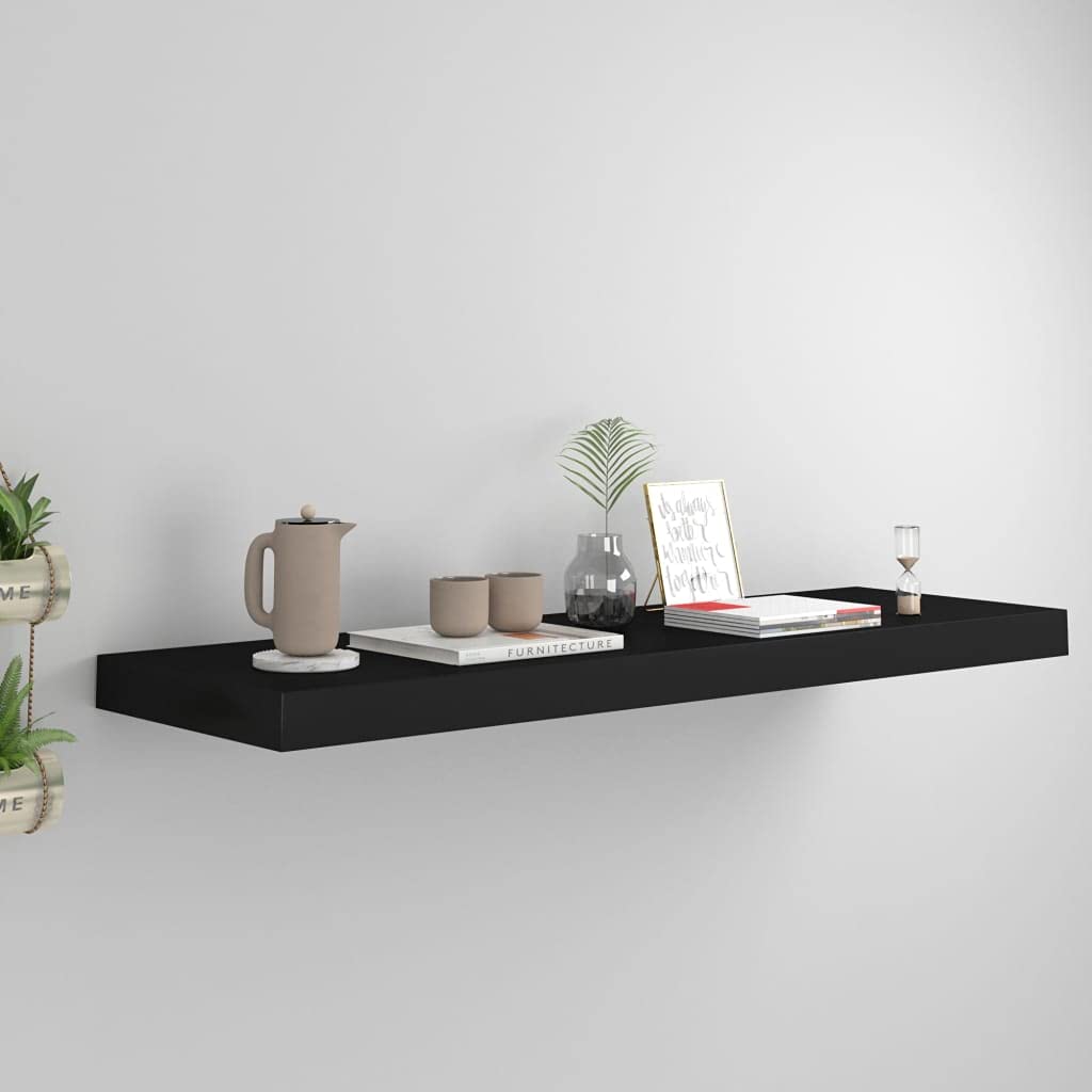 YUANCHUTOP Floating Shelves, Black Wall Mounted Shelf with Invisible Brackets Book Plant Display Rack Storage for Bathroom Living Room Bedroom Entryway Hallway, 80cm