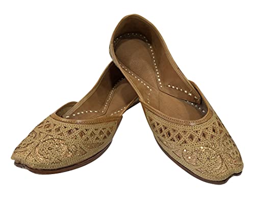 Stop n Style Gold Punjabi Jutti for Womens Pakistani Khussa Shoes Handmade2