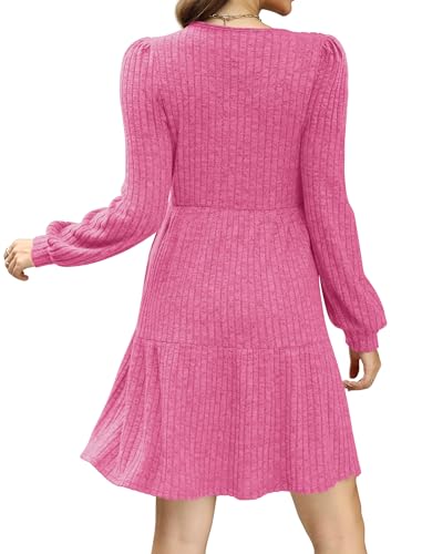 Image of Sampeel Womens Square Neck Long Sleeve Fall Dresses Casual Babydoll Sweater Dress