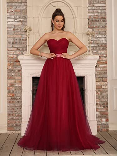 Robe de soirée longue bustier ajusté sans glisser en tulle PCBROS