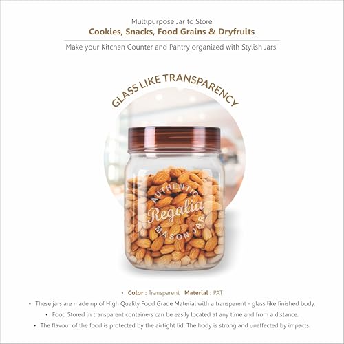 Image of Java Regalia Plastic Storage Jar and Container Set, Airtight & BPA Free Containers for Kitchen Storage, Grocery Kitchen Container Stoarge, Multipurpose Transparent Jar, 2500 ML Each, Set of 1