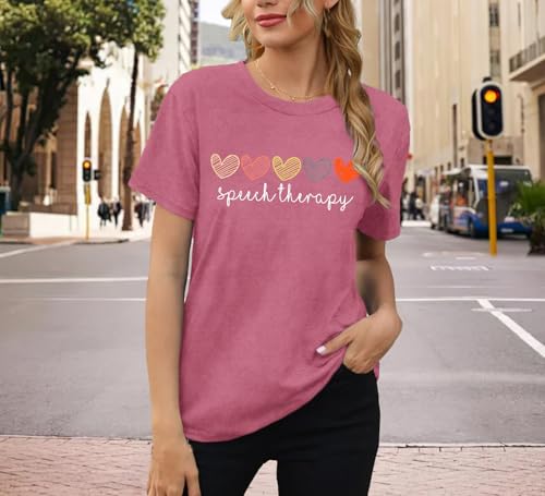 Speech Therapy Shirt for Women Speech Language Pathologist T-Shirts Cute Hearts Tee Tops3