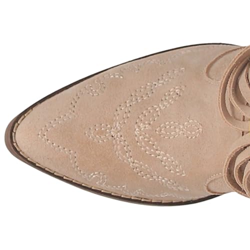 Dingo Womens Tangles Fringe Embroidered Pointed Toe Pull On Casual Boots Ankle High Heel 3" & Up - Black4