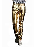 CIC Collection Men's Metallic Shiny Jeans,Gold,34/XX-Large