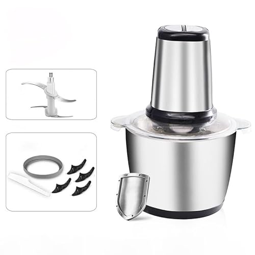 Hachoir à Viande Électrique 250W - Bol Inox 2L avec Lames Double Acier Inoxydable | 2 Vitesses pour Viande, Noix & Légumes | Facile à Nettoyer (Noir)