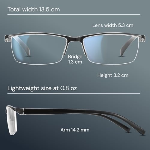 Image of Gaoye +3.0 Executive Style Reading Glasses Men - Durable Readers with Blue Light Filtering - Comfortable Fit with TR90 Frames
