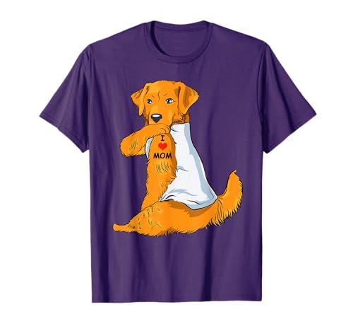 I Love Mom Tattoo Golden Retriever Mom Dog Lover Women T-Shirt