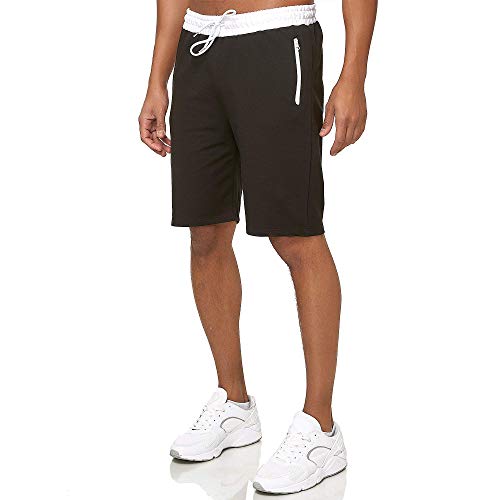 Smith & Solo - Short de sport - En coton - Idéal comme pantalon de jogging et de survêtement, 7316 - noir/blanc, XXL Cover