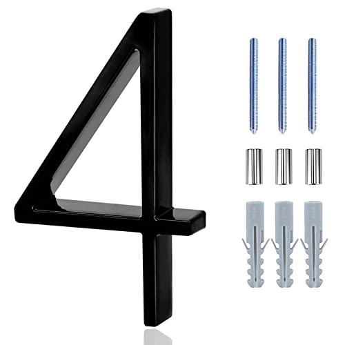 Modern House Numbers For Outside,5 Inch Black Floating Mount House Address Mailbox Number With Nail Kit And Instructions, (Number 4) #TOP8